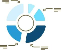 Vector illustration of Five Process Level Pie Chart.