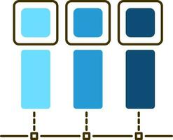 Illustration of Three timeline infographic icon in blue color. vector