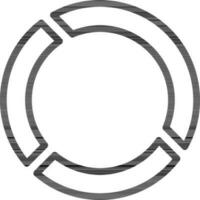 Three pie chart part icon in thin line art. vector