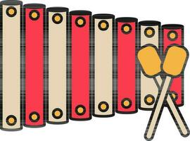 Xylophone icon in brown and pink color. vector