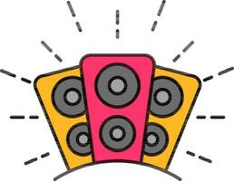 Tres altavoz icono en rosado y amarillo color. vector