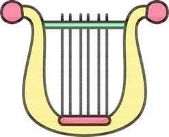 Isolated Lyre icon in yellow and black color. vector