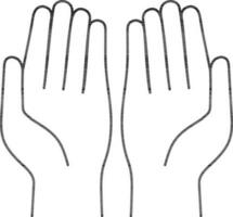 línea Arte ilustración de abierto o Orando mano icono. vector