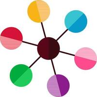 Connection or Networking Circle Graph Colorful icon. vector