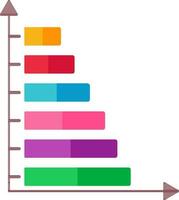 Six Process Bar Graph Horizontal Chart Colorful Icon. vector