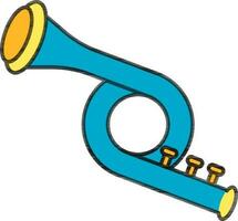 azul trompeta icono o símbolo en plano estilo. vector