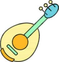 Mandolin or Lute icon in yellow, blue and green color. vector