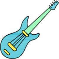 Flat Style Guitar icon in blue and green color. vector