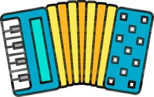 Flat Style Accordion icon in yellow and blue color. vector