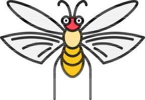 Cartoon Bee icon in yellow and grey color. vector