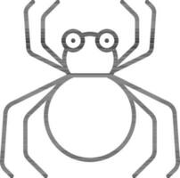 Flat Style Cartoon Spider icon in black line art. vector