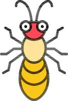 Cartoon Bee icon in yellow and red color. vector