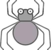 Flat Style Cartoon Spider icon in grey and light purple color. vector