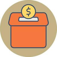 plano estilo dinero caja icono en naranja color. vector