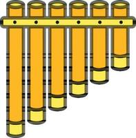 Pan Flute icon in yellow color. vector