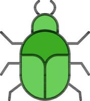 Green Bug icon in flat style. vector