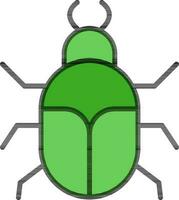 Green Bug icon in flat style. vector