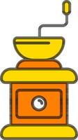 Coffee grinder icon icon in yellow and orange color. vector