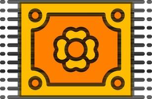 Beautiful floral mat icon in orange and black color. vector