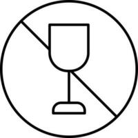 No drink icon in black line art. vector