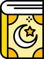 Quran book icon icon in yellow and black color. vector