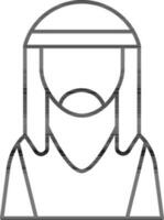 Arabic man icon in thin line art. vector