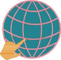 Globe icon with hand for searching job. vector