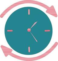 Symbol of clock with circular arrow for job search. vector