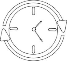 Symbol of clock with circular arrow in stroke for job search. vector