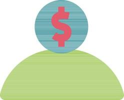 Dollar icon on employee face in isolated. vector