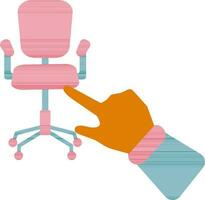 Icon of employee chair seen with hand. vector