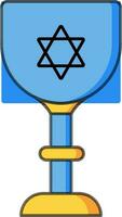 Jewish Goblet icon in blue and yellow color. vector