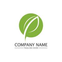 Tree leaf vector and green logo design friendly concept