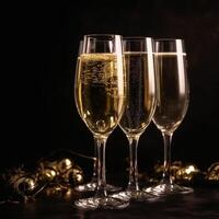 vaso de champán a celebrar fiesta ai generado foto