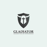 Spartan helmet, gladiator logo template vector icon design, head icon of warriors, soldier