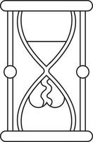 Hourglass in black line art. vector