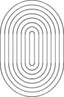 Black line art fingerprint on white background. vector