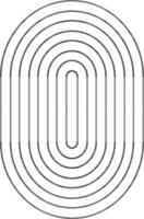 Black line art fingerprint on white background. vector