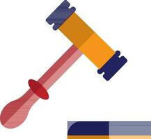 Judge gavel in red and blue color. vector