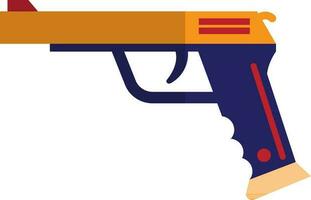 Blue and orange pistol in flat style. vector