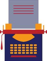 Typewriter machine in blue and orange color. vector