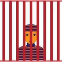 Character of man in red prison. vector