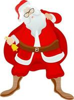 Illustration of Santa Claus with gift sack. vector