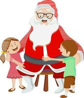 contento Papa Noel claus con linda niños para Navidad. vector