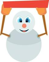 Cute snowman holding paper banner. vector