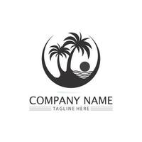 Palm tree summer logo template vector