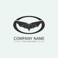 Bat logo animal and vector, wings, black, halloween, vampire, gothic, illustration, design bat icon vector