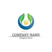 Tree leaf vector and green logo design friendly concept