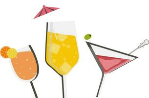 Illustration of cocktail glasses. vector