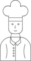 personaje de un cocinero en negro línea Arte. vector